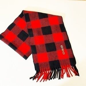 Faribault Mill Virgin Wool Fringe Hem Plaid Scarf Red/Black